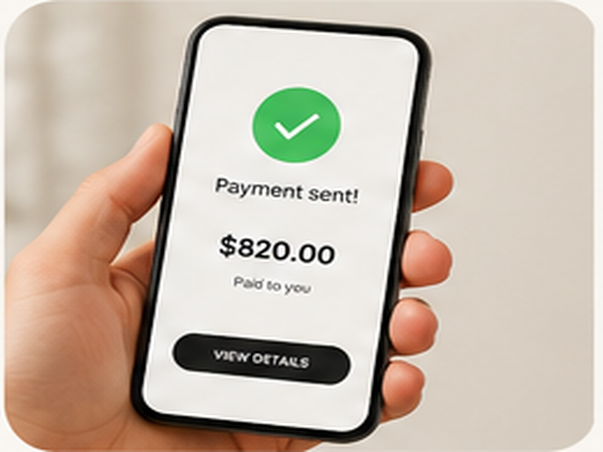 Phone showing a payment confirmation